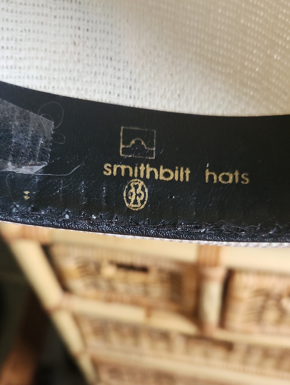 Smithbilt Cream Straw Western Hat with Blue Feather - Picture 4 of 5